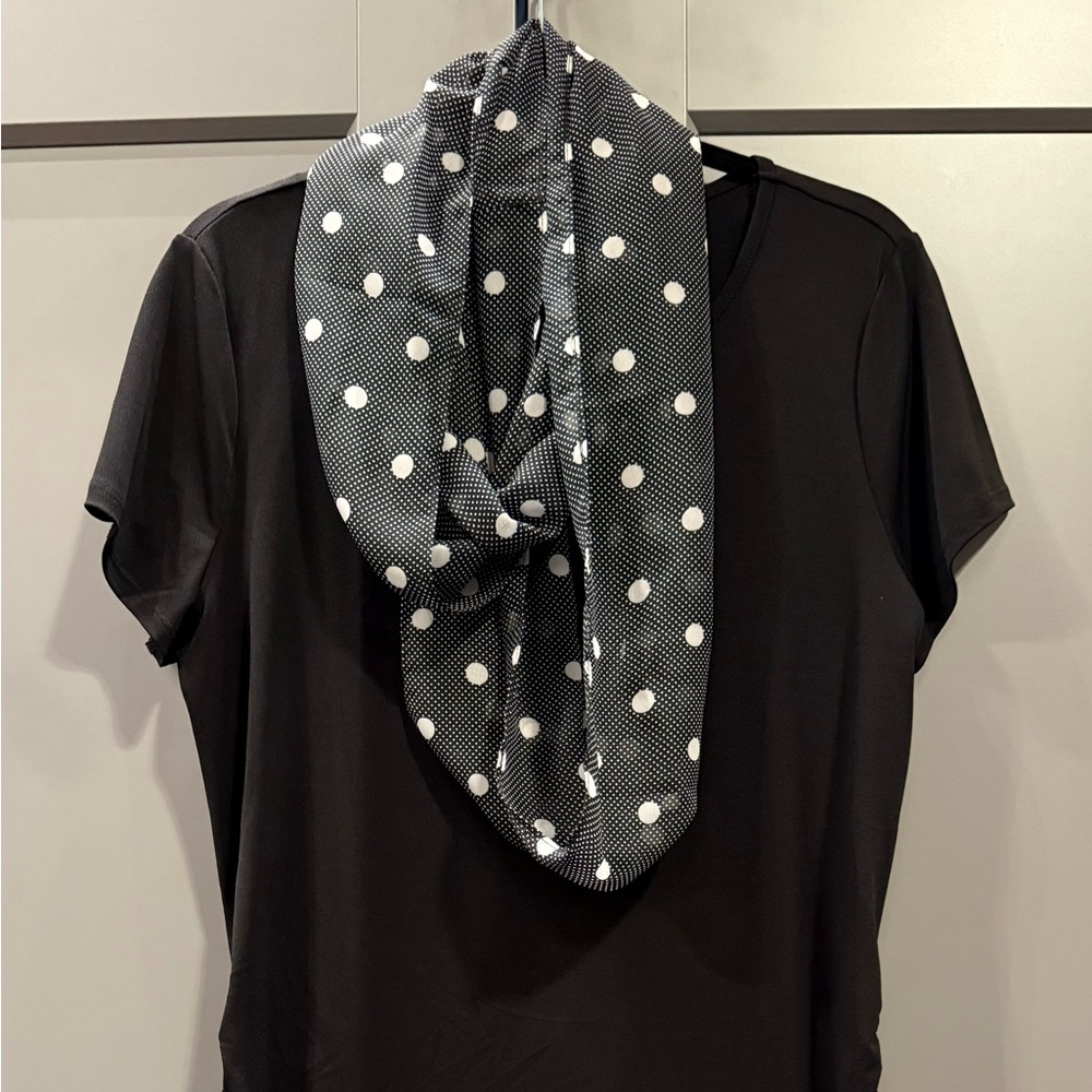 Elle Black Top with Polka Dot Scarf